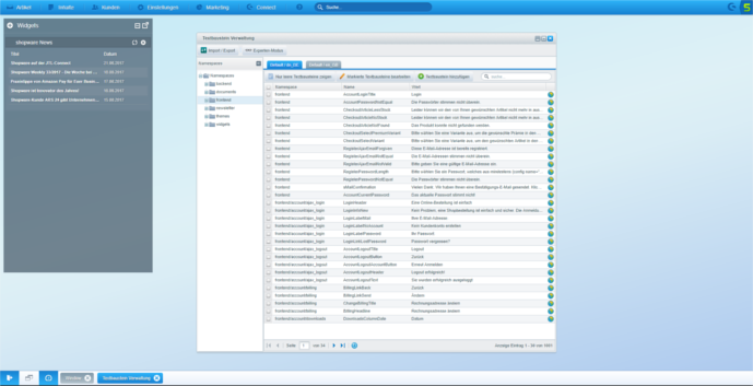Shopware Backend personalisieren sie die Texte in ihrem Onlineshop
